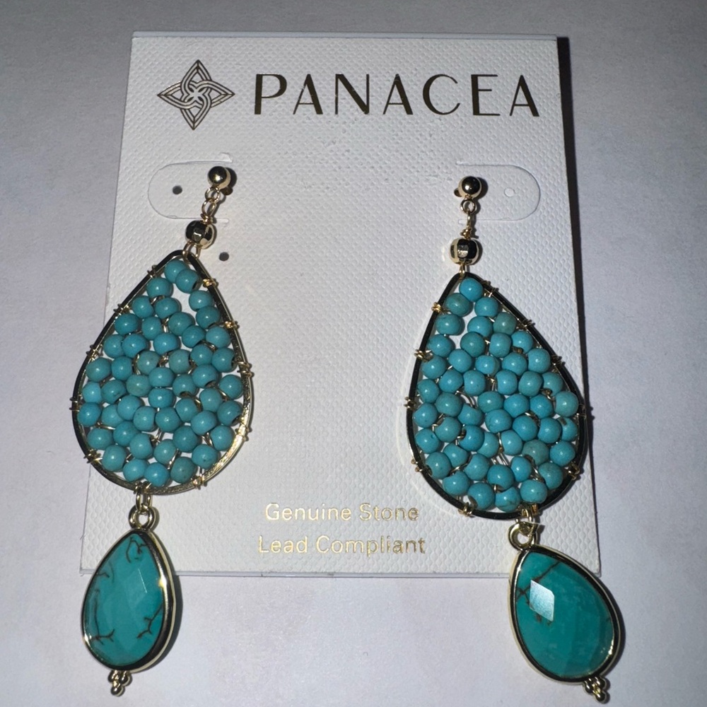 Panacea Cache Blue and Gold Teardrop Earrings